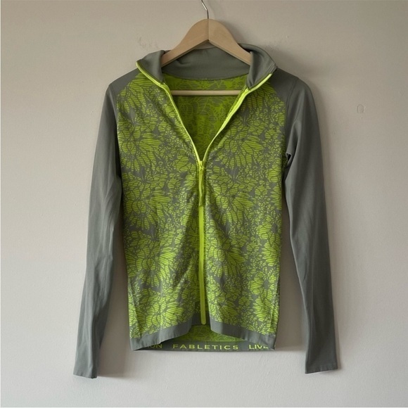 Fabletics gray/neon full zipper jacket. Medium - Picture 3 of 9